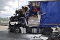 Schwerer LKW VU PKlemm A 4 Rich Olpe auf der Rodenkirchener Bruecke P286